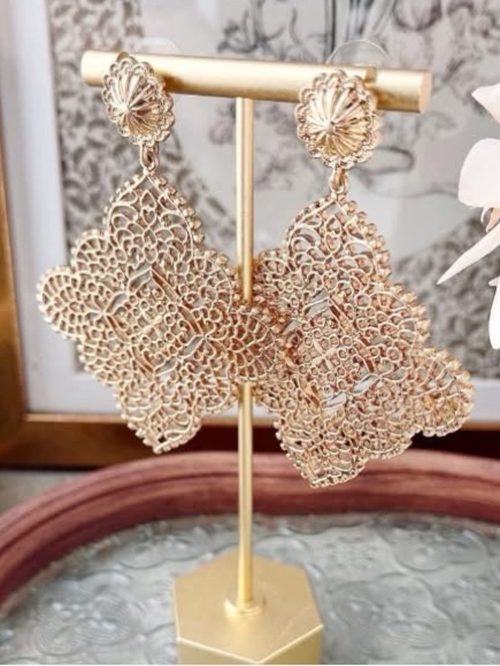 Park Lane Coralie Matte Gold Filigree Drop Earrings - Matte Gold